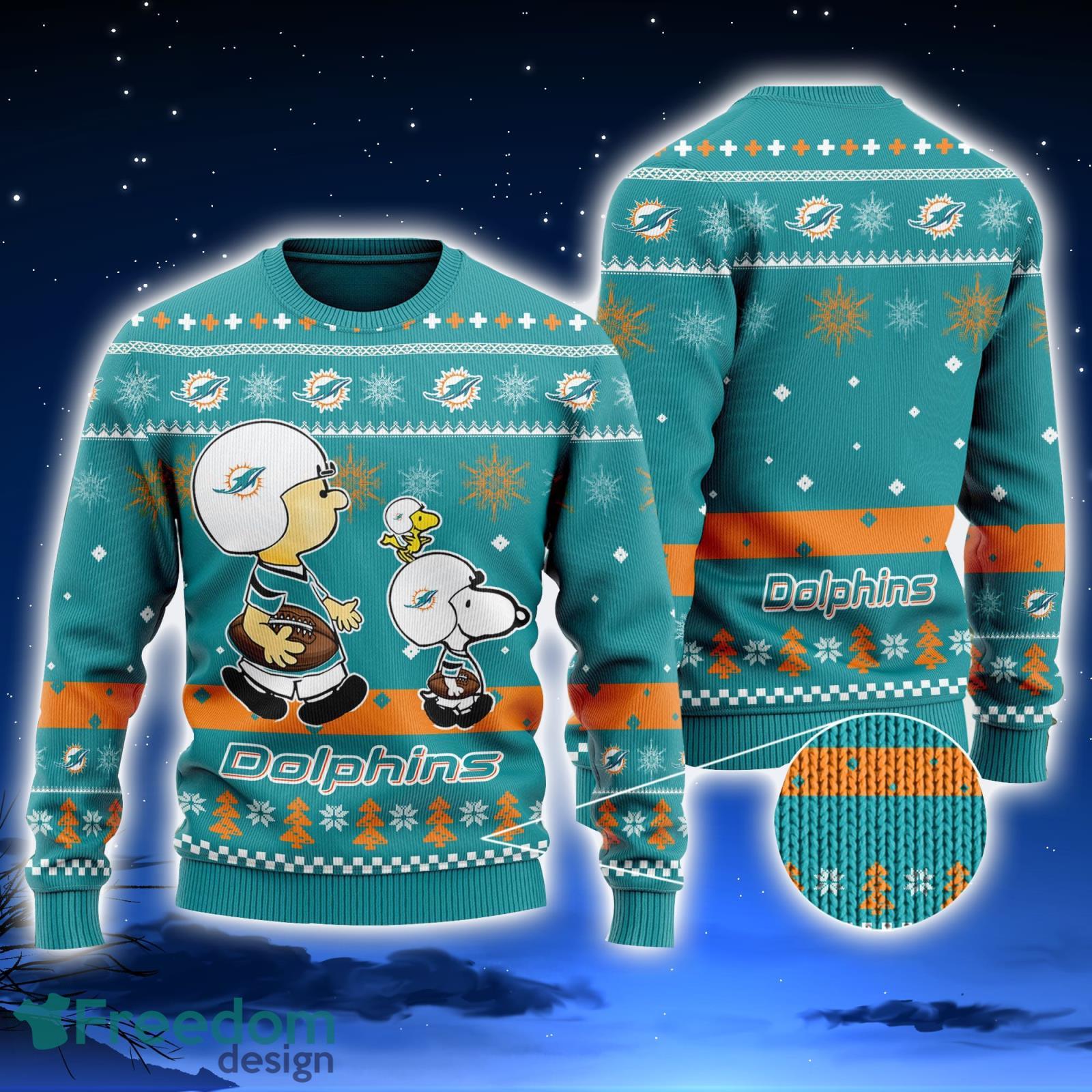 NFL Miami Dolphins Skull Flower Ugly Christmas Ugly Sweater