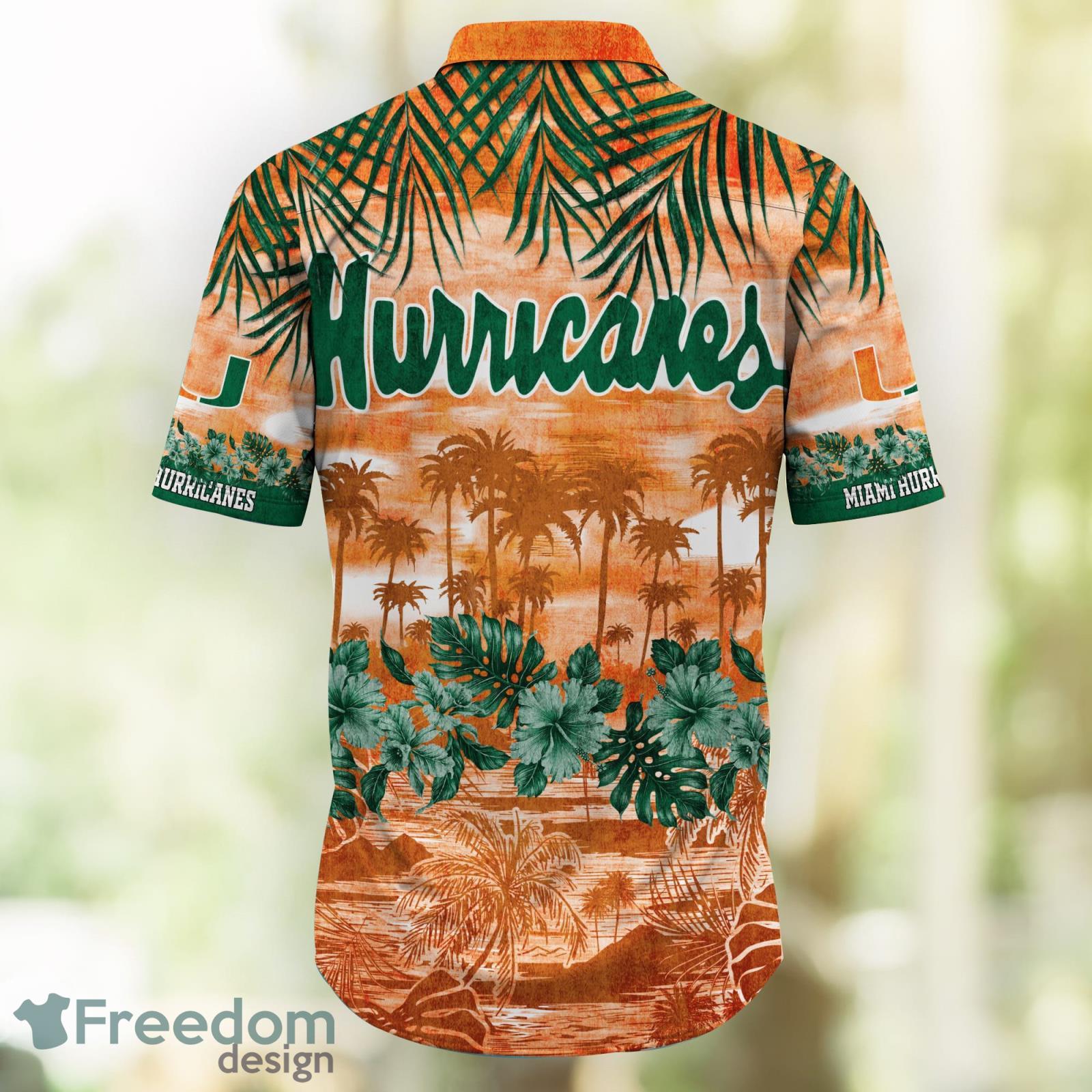 Miami Hurricanes Logo Flag Pattern Hawaiian Shirt And Beach Shorts