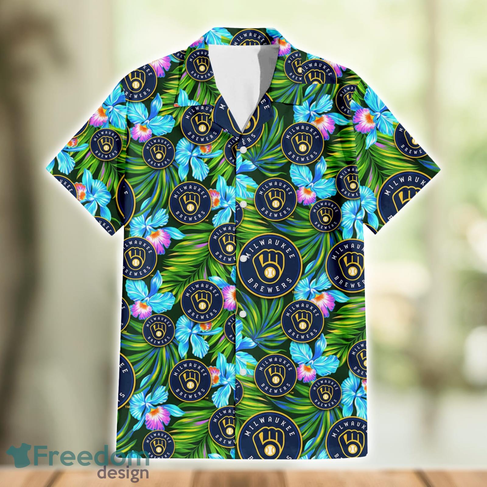 Milwaukee Brewers Island Pattern Tree Hawaiian Shirt