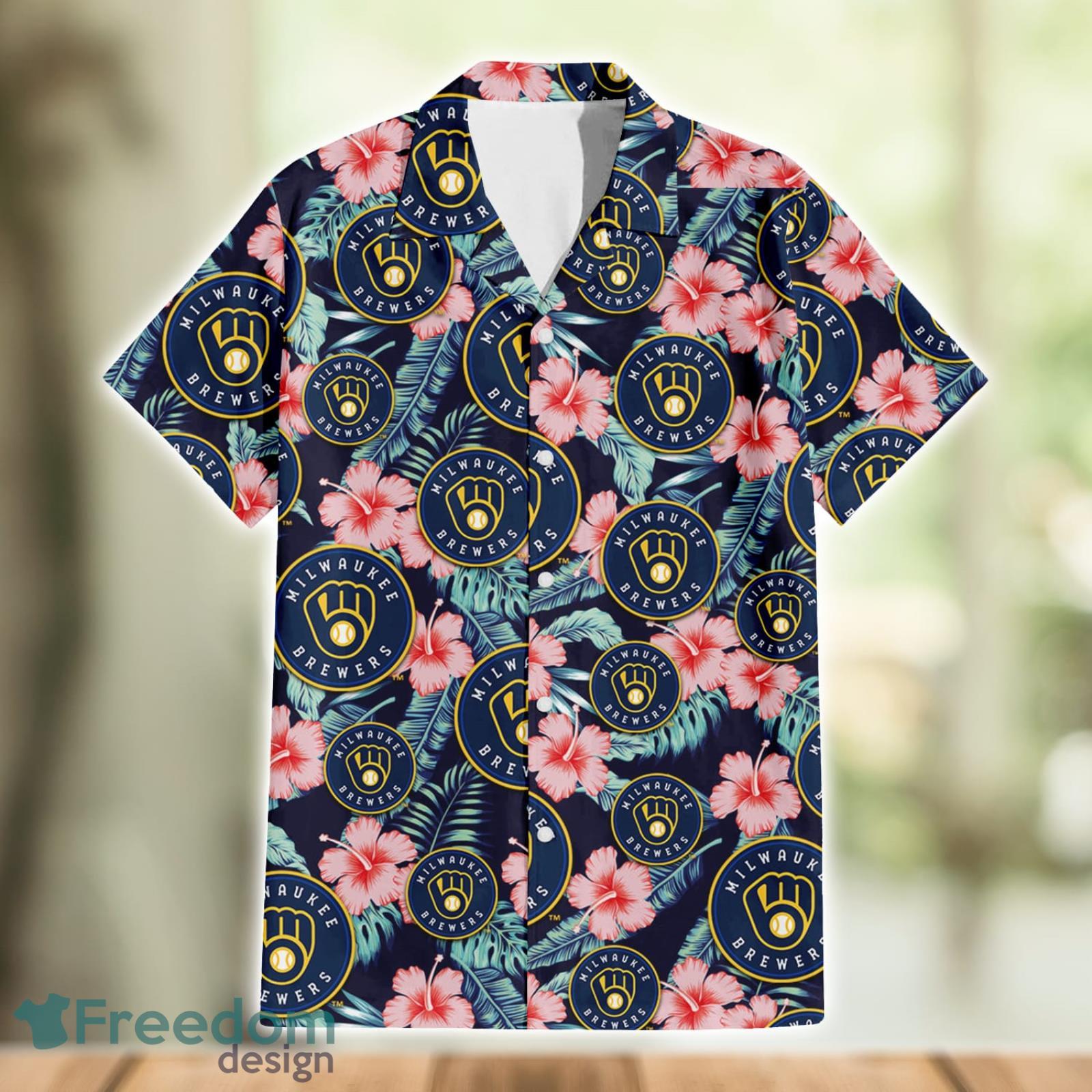 2023 Milwaukee Brewers Hibiscus Hawaiian Shirt For Men Women