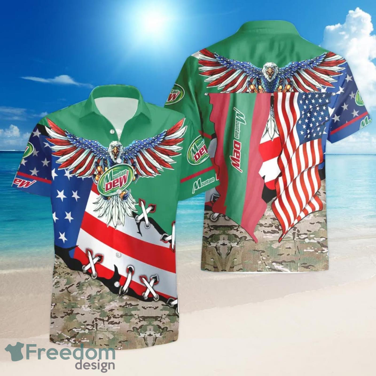 Aloha Independence Day Mountain Dew USA Flag Hawaiian Shirt And