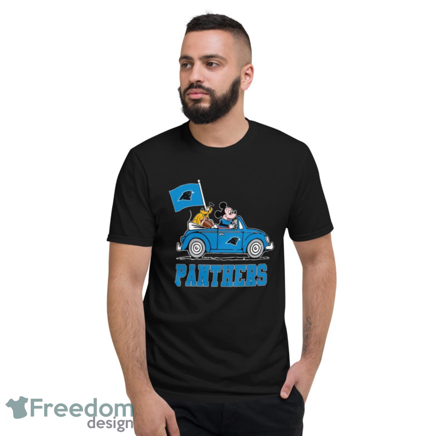 NFL Football Carolina Panthers Pluto Mickey Driving Disney Shirt T