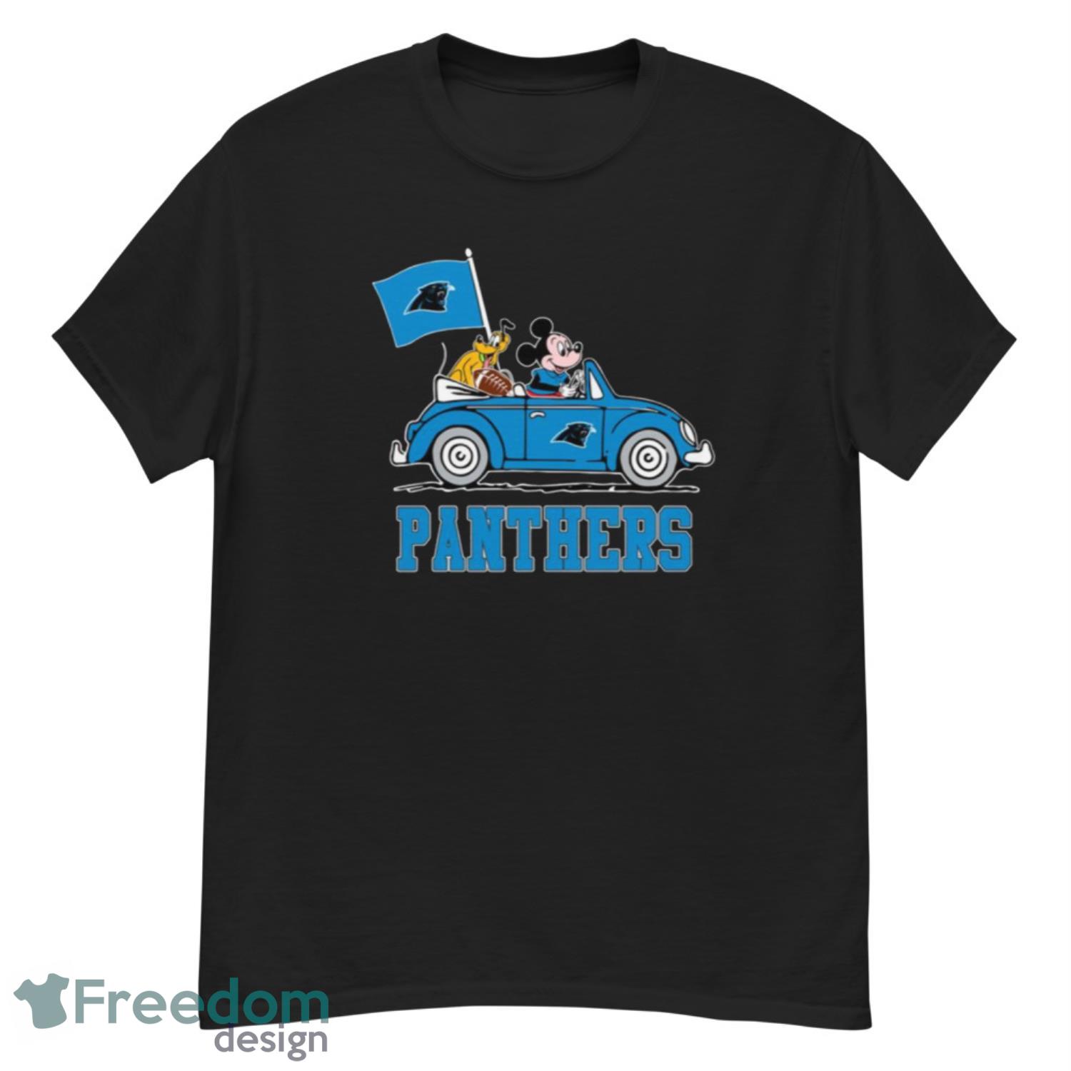 NFL Football Carolina Panthers Pluto Mickey Driving Disney Shirt T