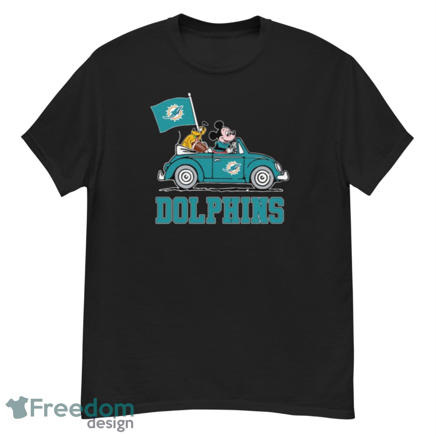 NFL Football Miami Dolphins Pluto Mickey Driving Disney Shirt T Shirt -  Freedomdesign