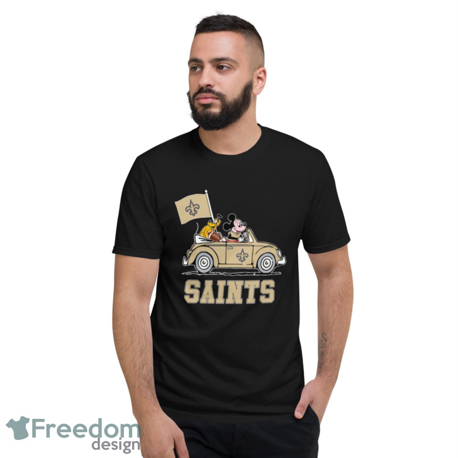 NFL Football New Orleans Saints Pluto Mickey Driving Disney Shirt