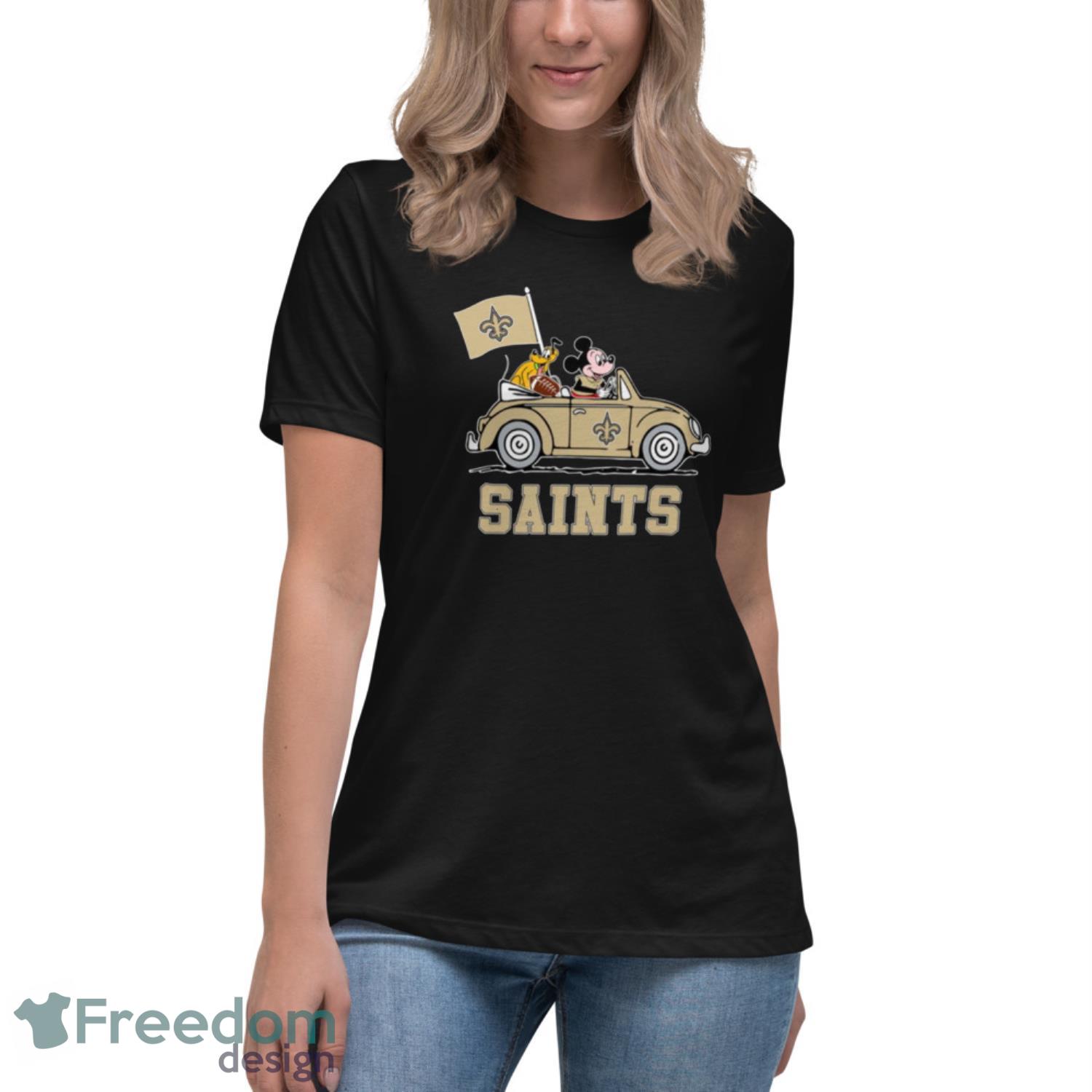 NFL Football New Orleans Saints Pluto Mickey Driving Disney Shirt