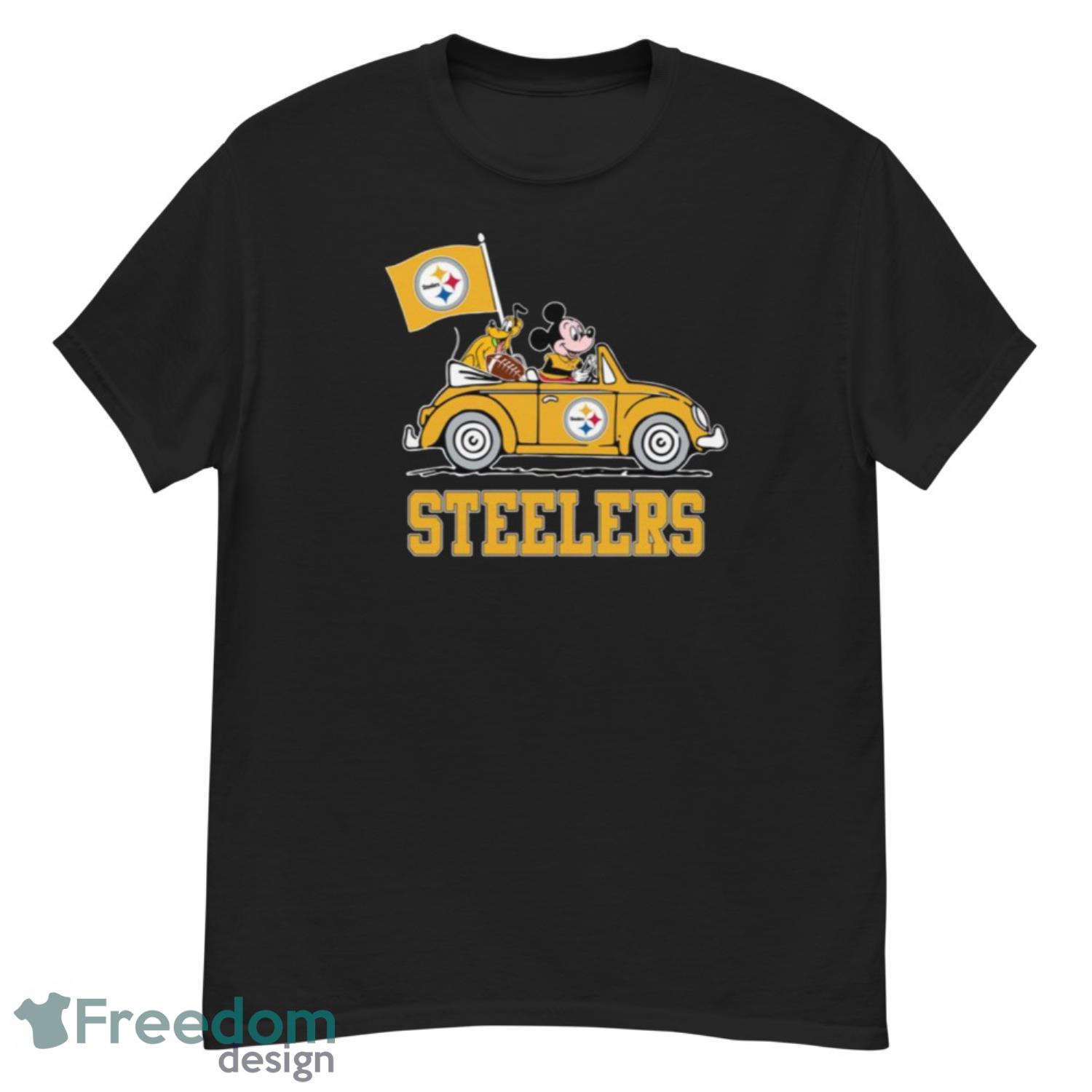 NFL Football Pittsburgh Steelers Pluto Mickey Driving Disney Shirt T Shirt  - Freedomdesign