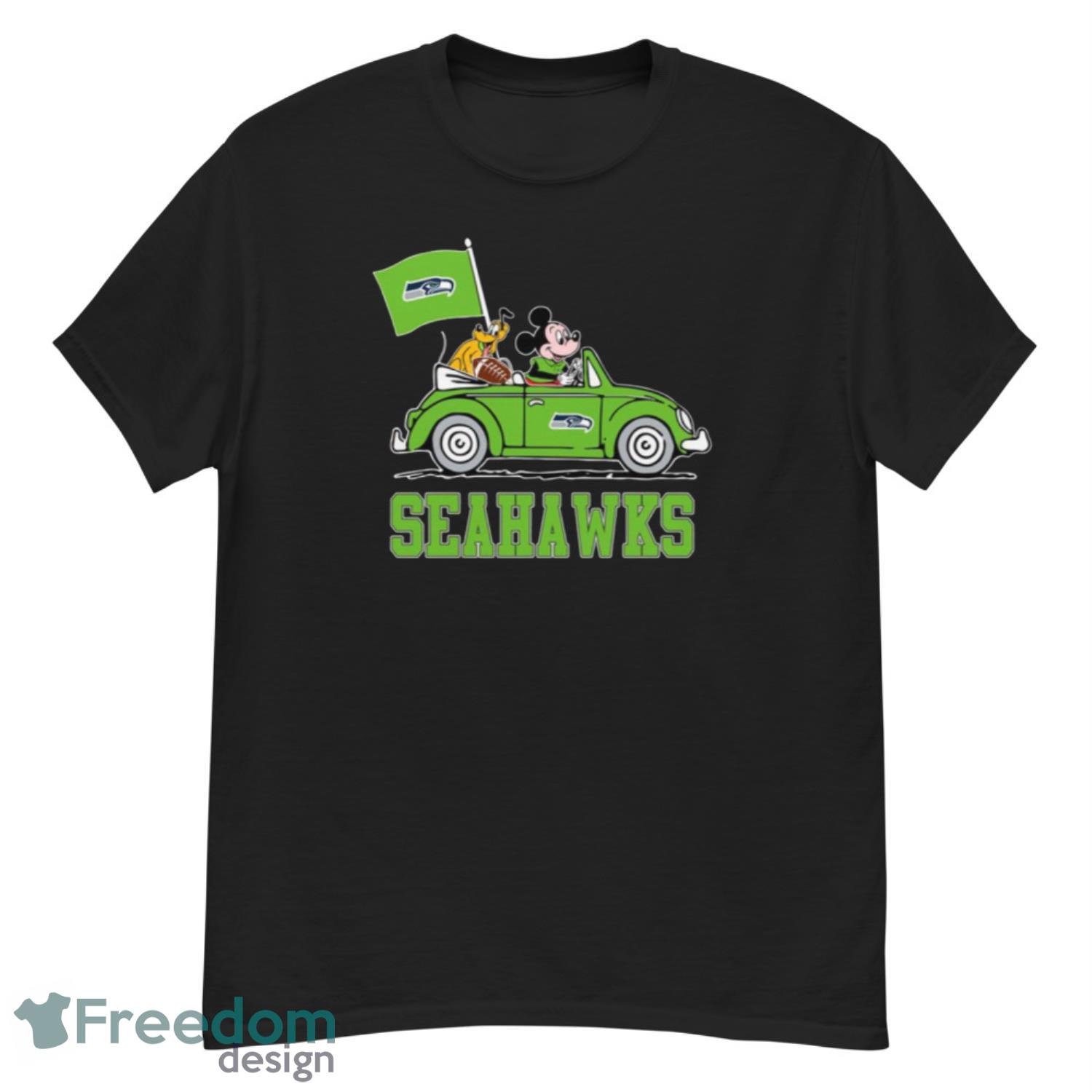 NFL Football Seattle Seahawks Pluto Mickey Driving Disney Shirt T Shirt -  Freedomdesign