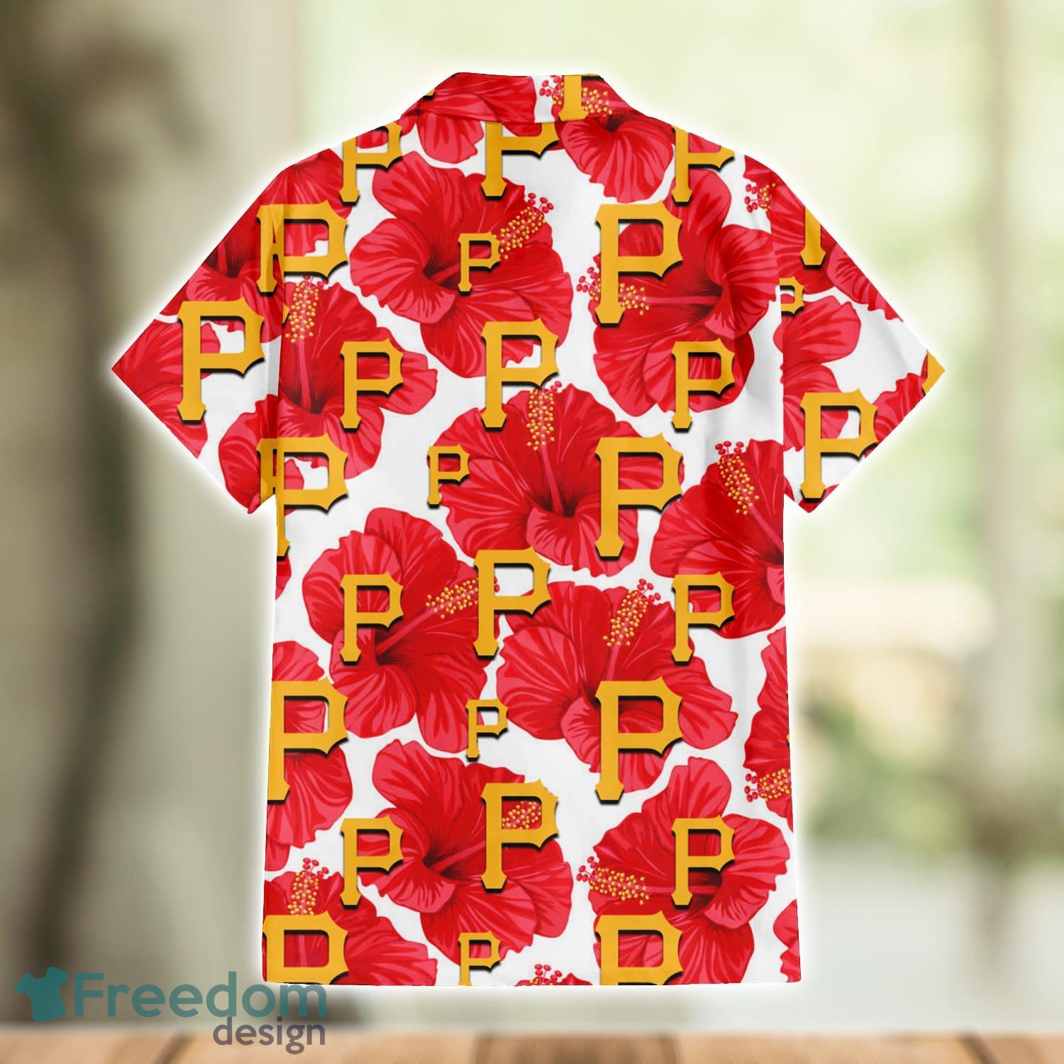 Pittsburgh Pirates Fans Tiny Red Hibiscus Tropical 3D Hawaiian Shirt -  Freedomdesign