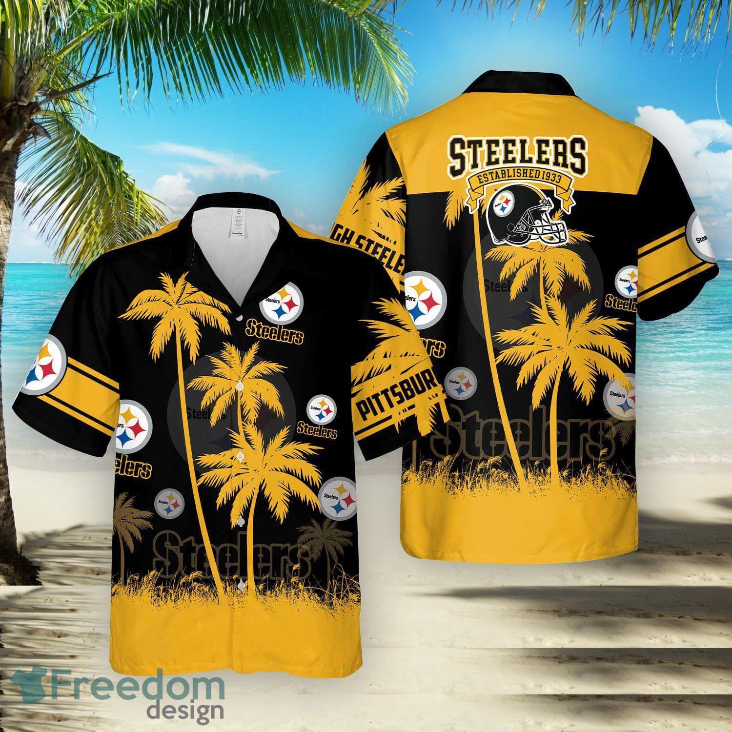 Pittsburgh Steelers Hawaiian Shirt Tropical Pattern Coconut Tree