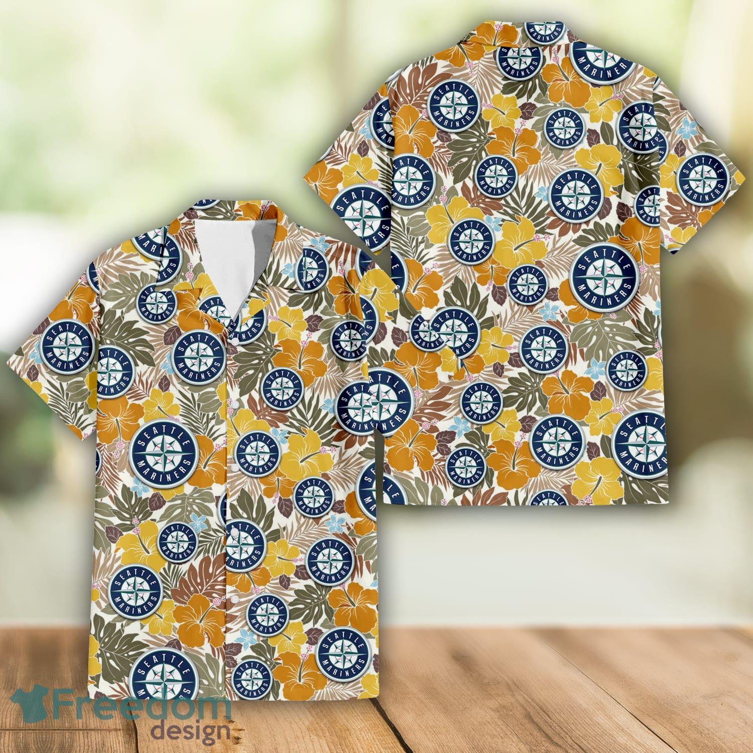 Seattle Mariners MLB Mens Floral Button Up Shirt