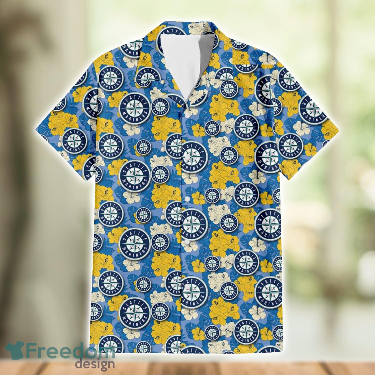 Seattle Mariners Yellow White Hibiscus Powder Blue Pattern 3D Hawaiian  Shirt Beach Gift - Freedomdesign