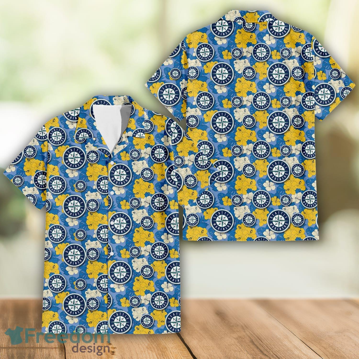Seattle Mariners Yellow White Hibiscus Powder Blue Pattern 3D Hawaiian  Shirt Beach Gift - Freedomdesign