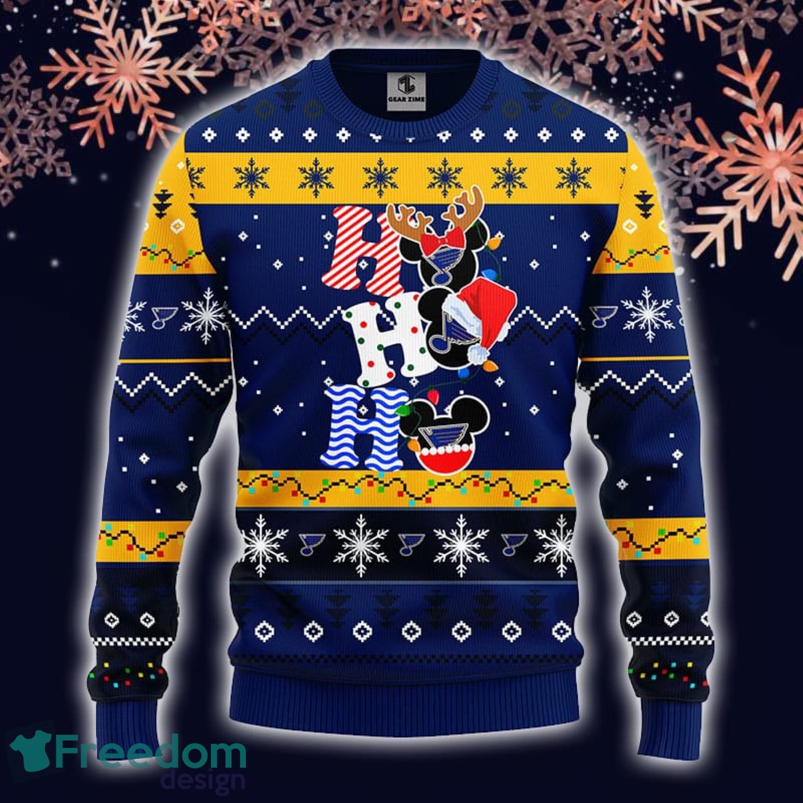 St. Louis Blues HoHoHo Mickey Logo NHL Fans Ugly Christmas Sweater