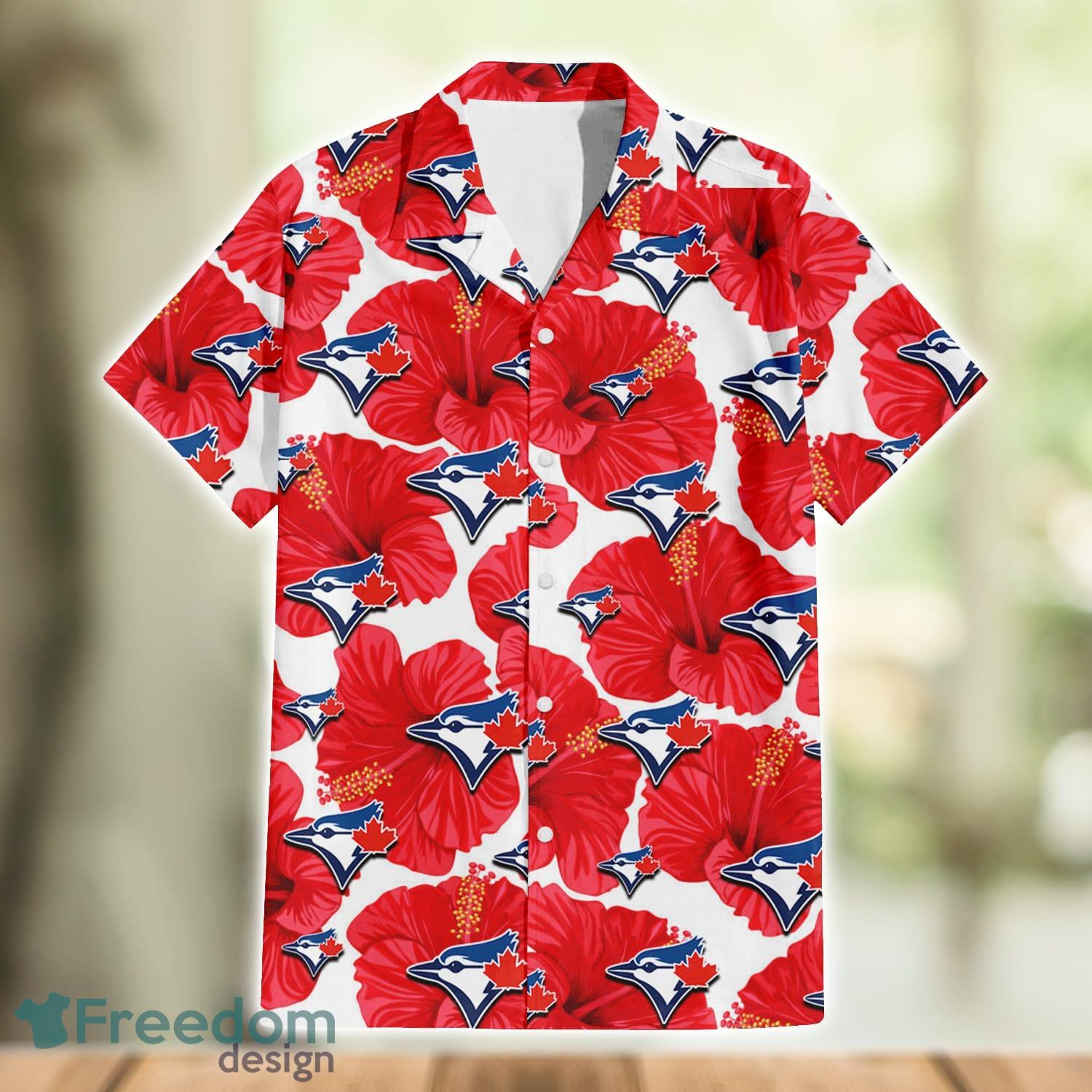 Toronto Blue Jays Red Hibiscus Purple Leaf Pattern Summer Gift Hawaiian  Shirt For Fans - Freedomdesign