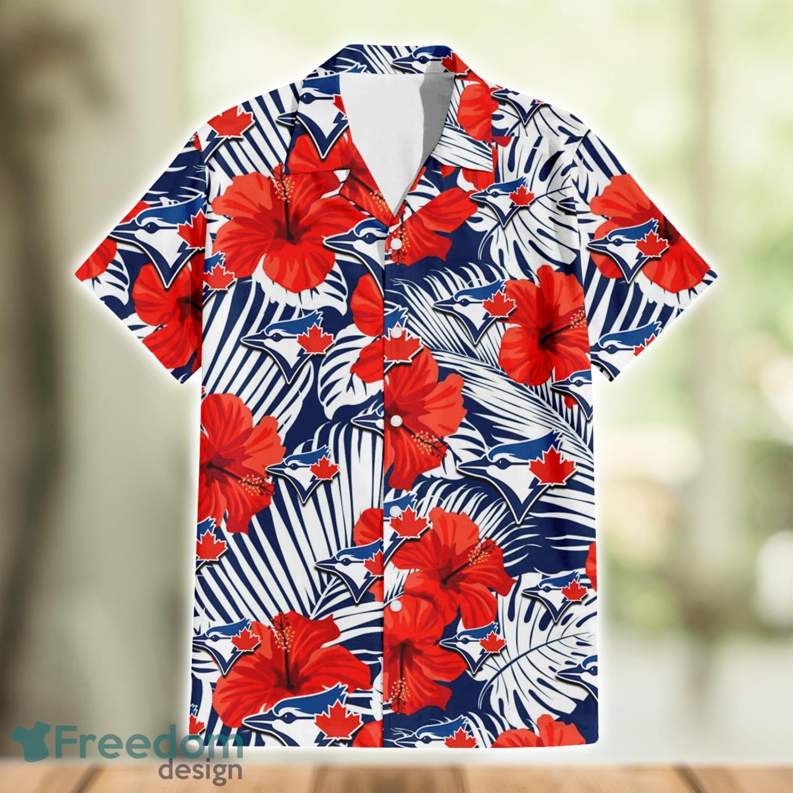 Toronto Blue Jays Red Hibiscus Purple Leaf Pattern Summer Gift Hawaiian  Shirt For Fans - Freedomdesign