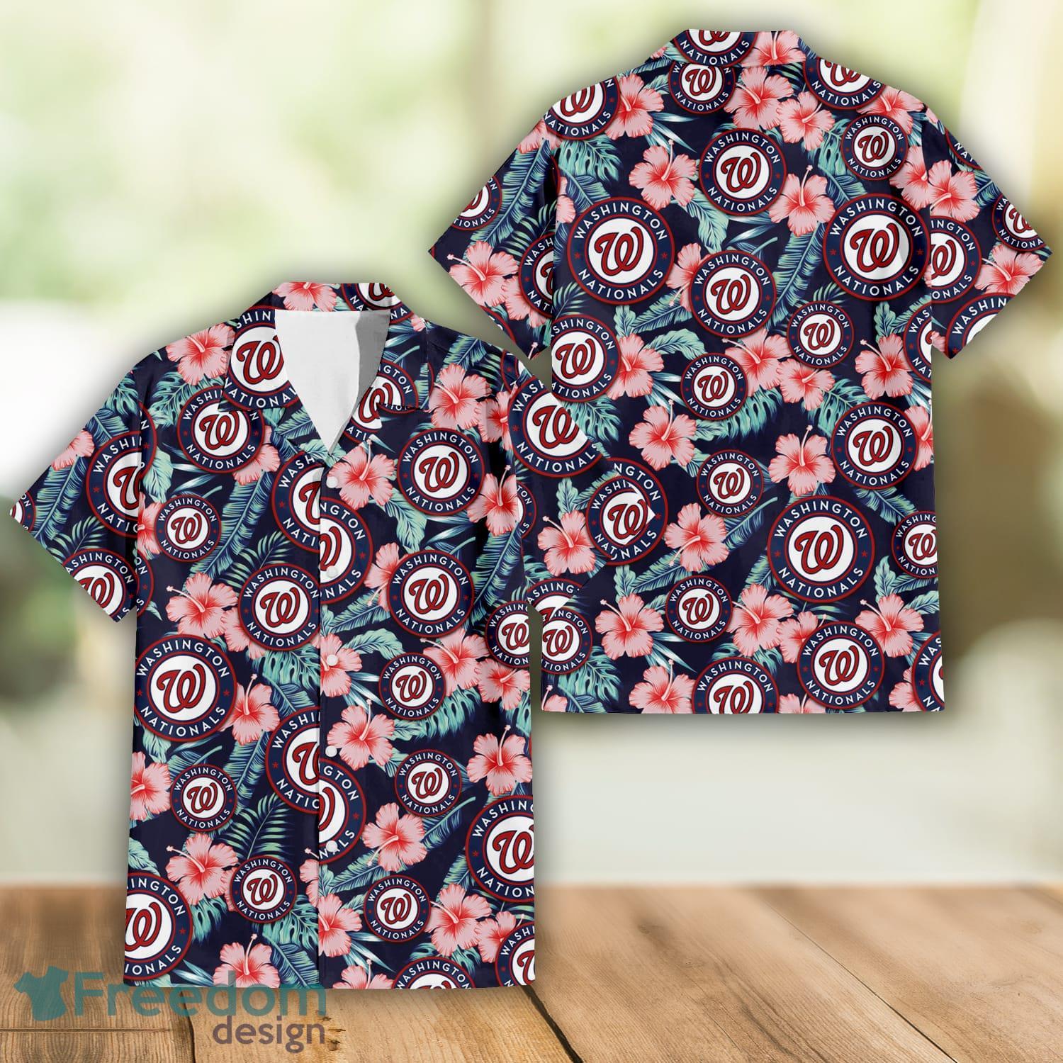 Washington Nationals White Hibiscus Pattern 3D Hawaiian Shirt For Fans -  Freedomdesign