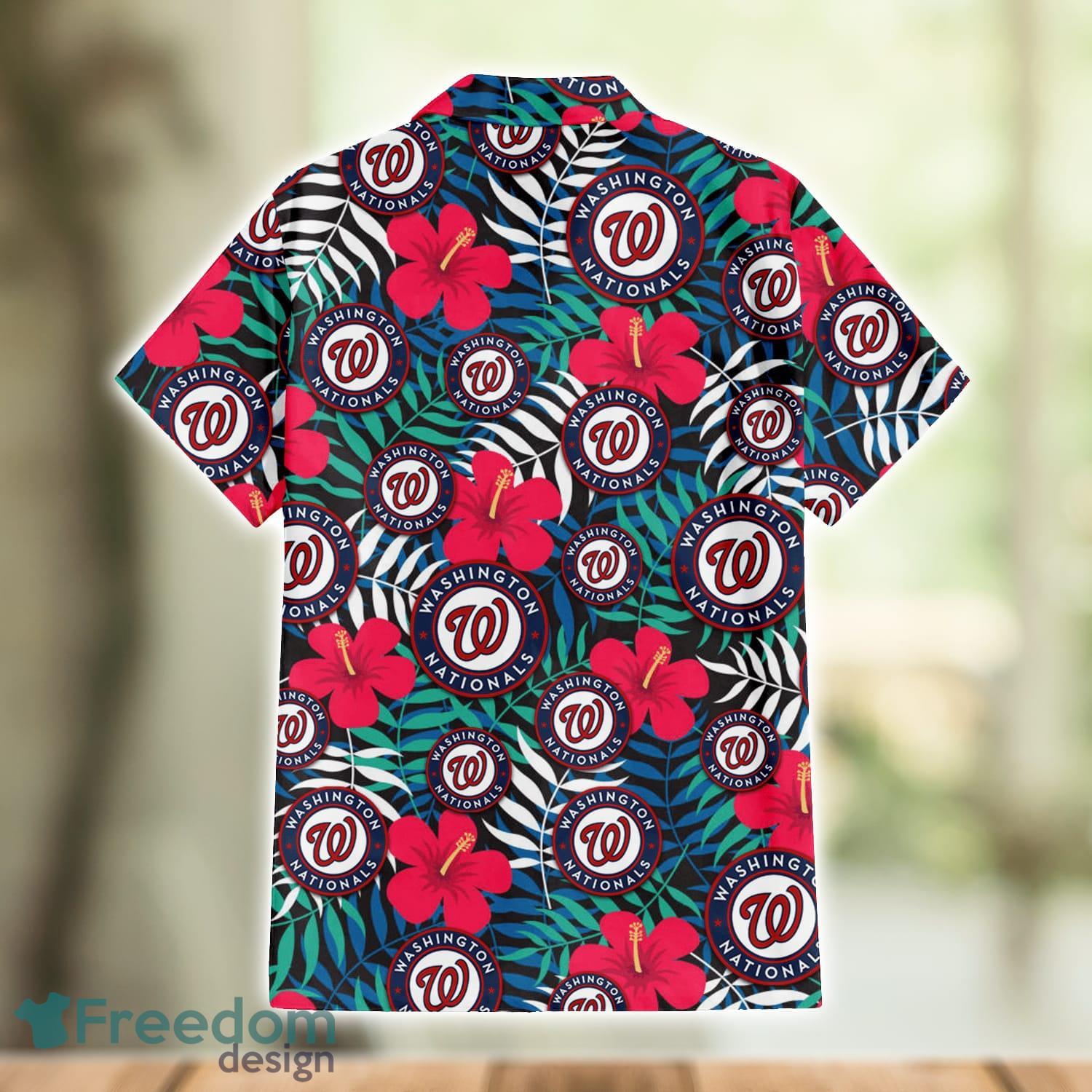 Washington Nationals Red Hibiscus Purple Leaf Pattern Summer Gift Hawaiian  Shirt For Fans - Freedomdesign