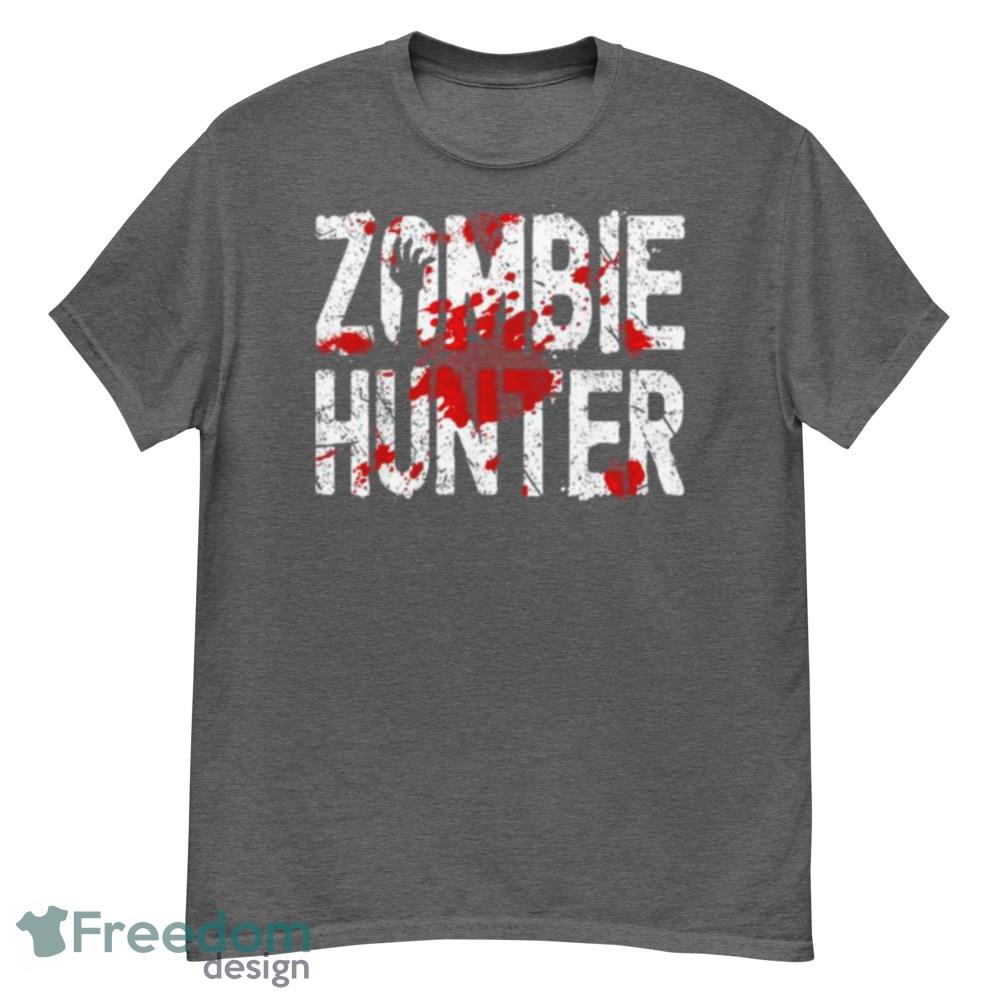 Zombie Hunter Halloween Costume Blood Splatter T-Shirt For Men Women And Youth - G500 Men’s Classic T-Shirt-1