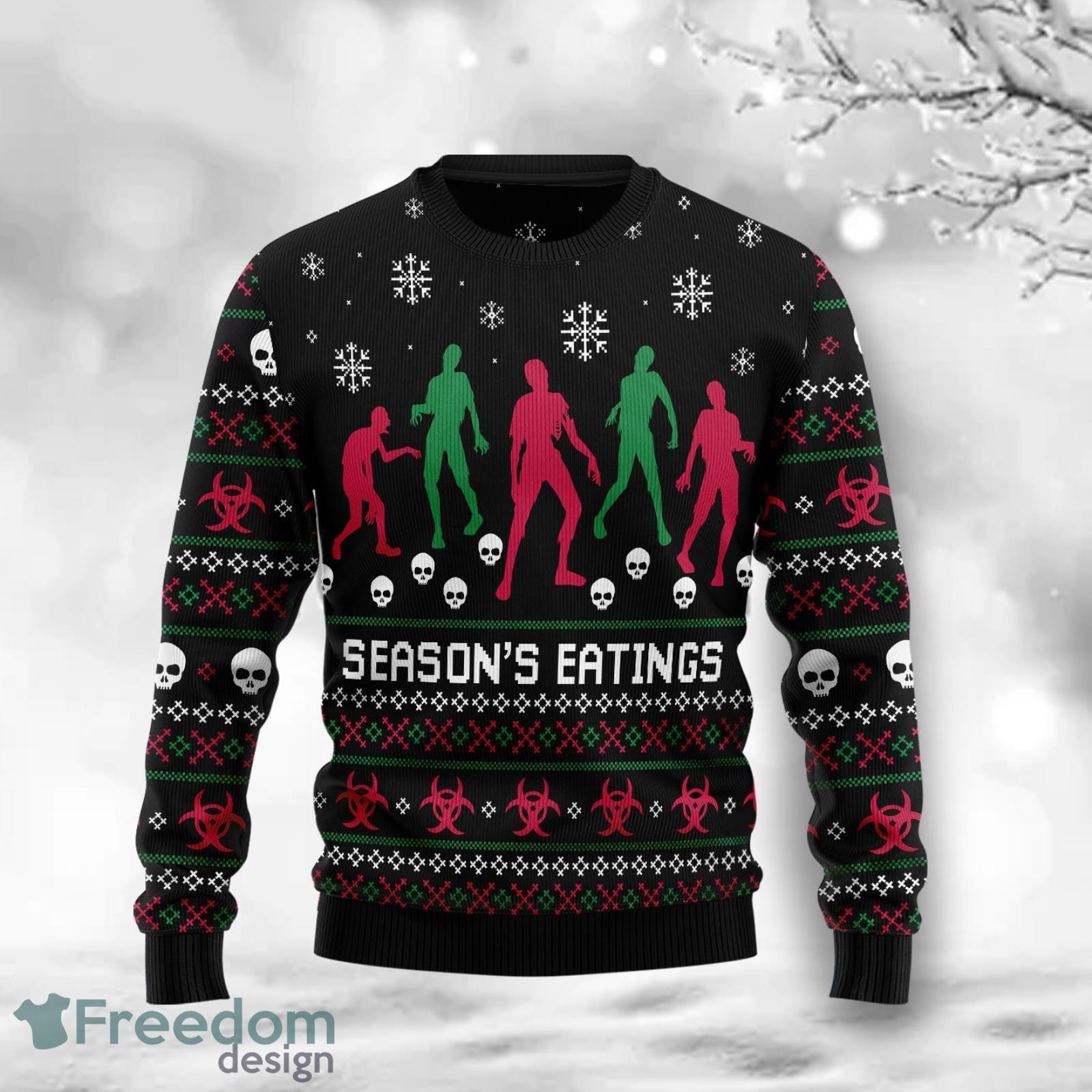 Zoombie Season Eatings Funny Family Ugly Christmas Sweater Product Photo 1