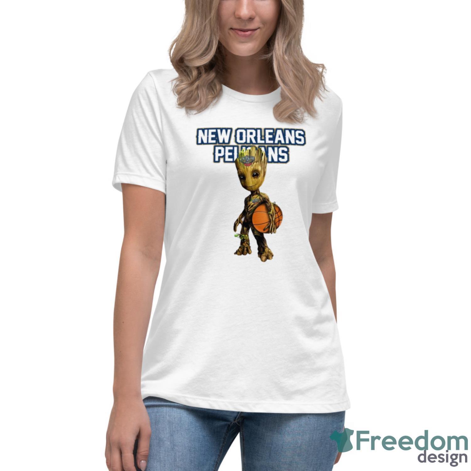 new-orleans-pelicans-nba-basketball-groot-marvel-guardians-of-the-galaxy-t-shirt-4.jpeg New Orleans Pelicans NBA Basketball Groot Marvel Guardians Of The Galaxy T Shirt - Women's Relaxed Short Sleeve Jersey Tee