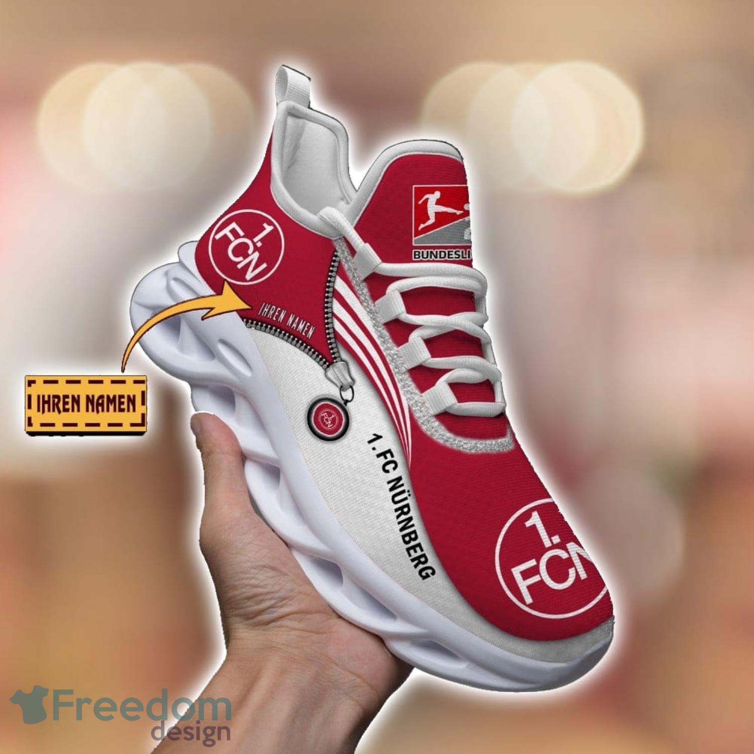 1FC Nurnberg Running Shoes Zip Pattern Custom Name Max Soul Shoes Fans Gift Product Photo 1