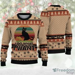 3D Funny Black Cat I Do What I Want Ugly Sweater Christmas Ugly Sweater For Holiday Xmas Family Gift Product Photo 1