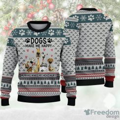 3D Funny Dogs Make Me Happy Ugly Sweater Christmas Ugly Sweater For Holiday Xmas Family Gift Product Photo 1