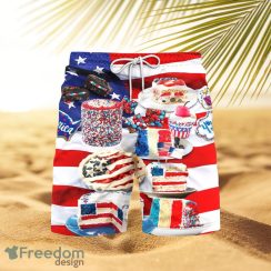4th of July Patriotic Cake Beach Shorts For Men ST1457_4887