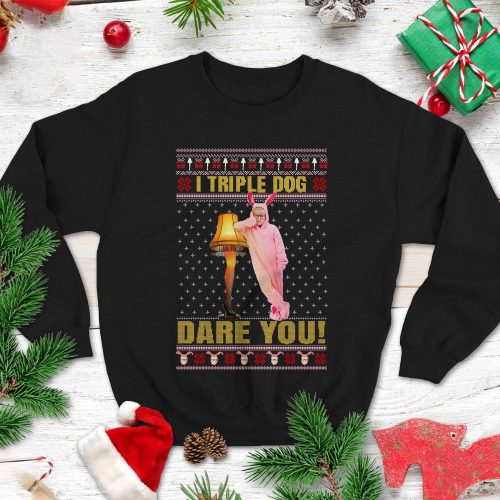 A Christmas Story Christmas Sweatshirt Ralphie Leg Lamp T Shirt I Triple Dog Dare You Christmas Sweatshirt Product Photo 1