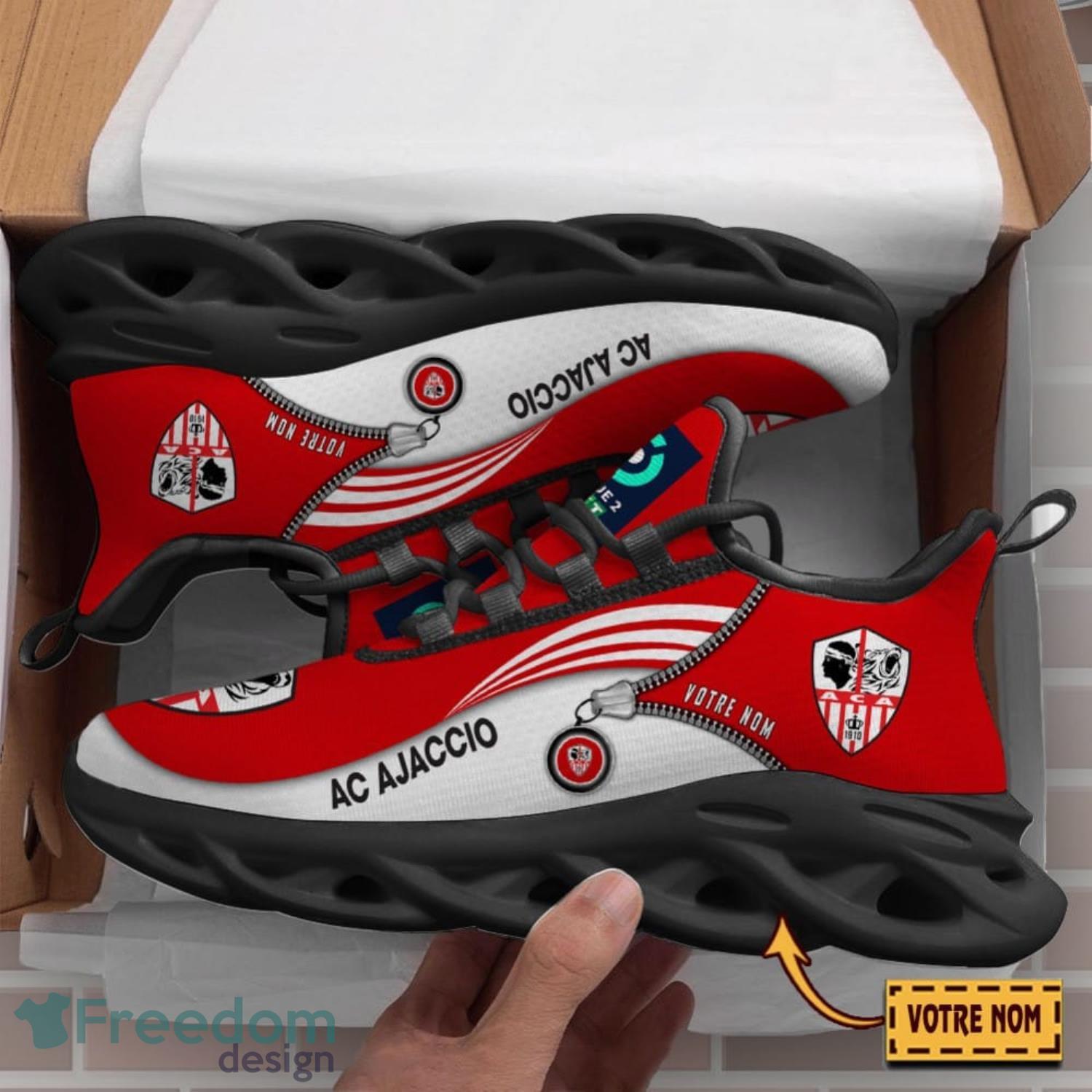 AC Ajaccio Running Shoes Zip Pattern Custom Name Max Soul Shoes Fans Gift Product Photo 2