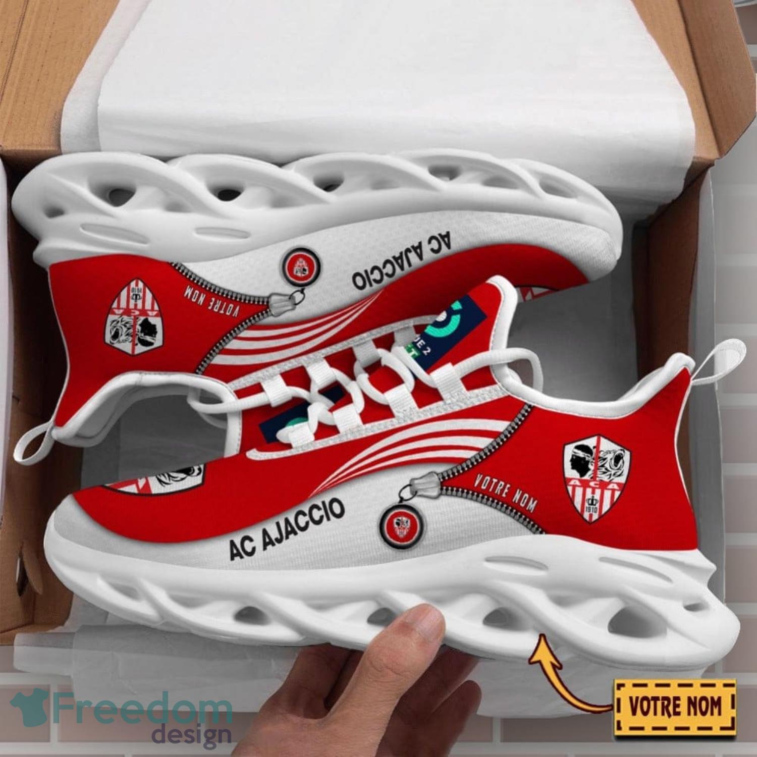 AC Ajaccio Running Shoes Zip Pattern Custom Name Max Soul Shoes Fans Gift Product Photo 1