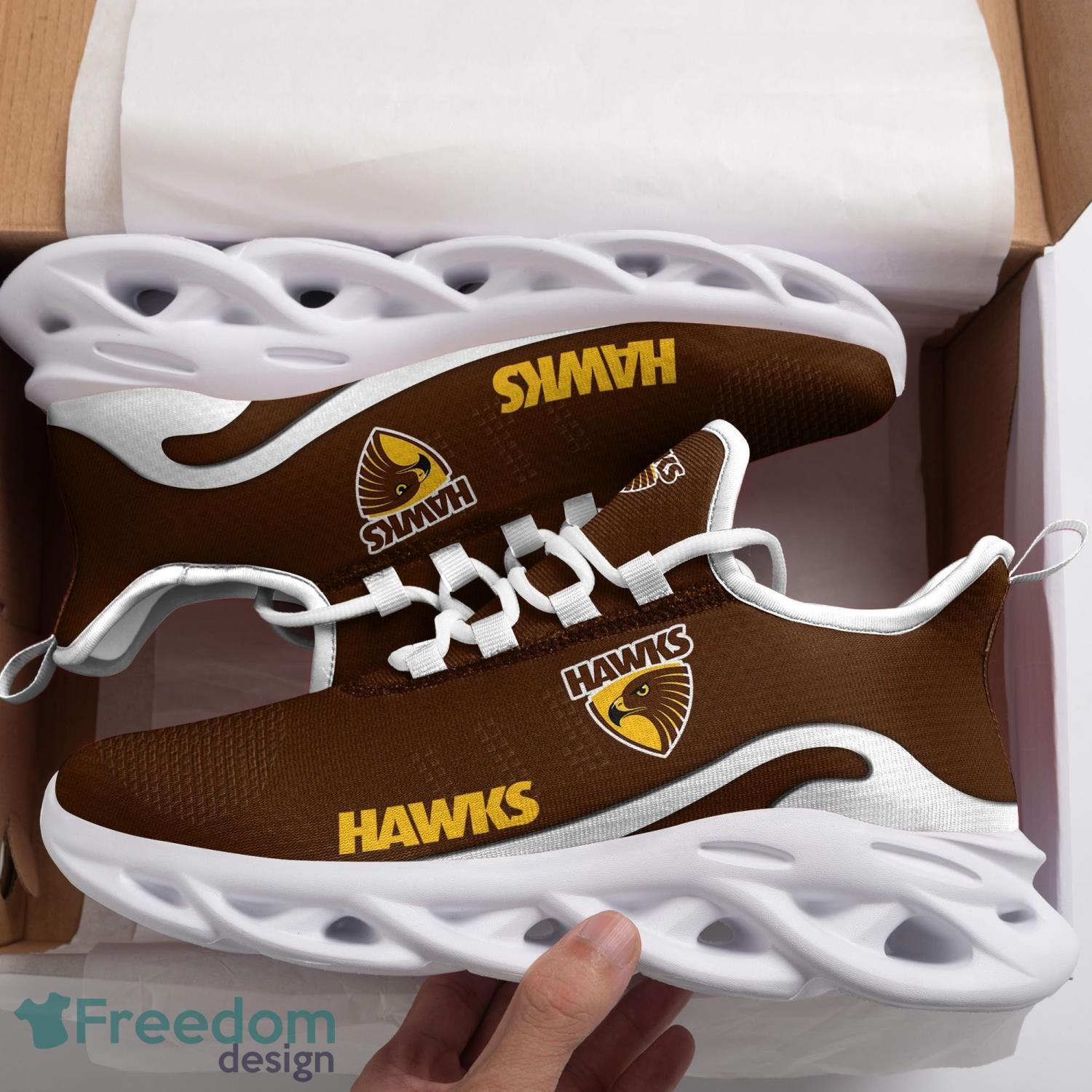 AFL Hawthorn Hawks Max Soul Shoes Clunky Sneakers Sport Gift For Men Women Product Photo 1