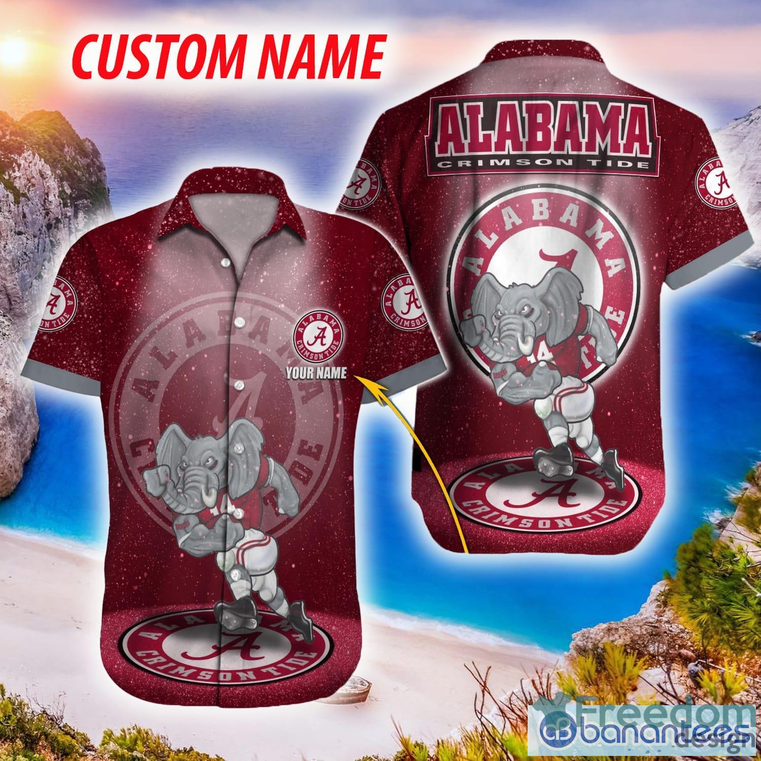 Personalized Name Alabama Crimson Tide Surfing 3D Hawaiian Shirts For Fans  - Banantees