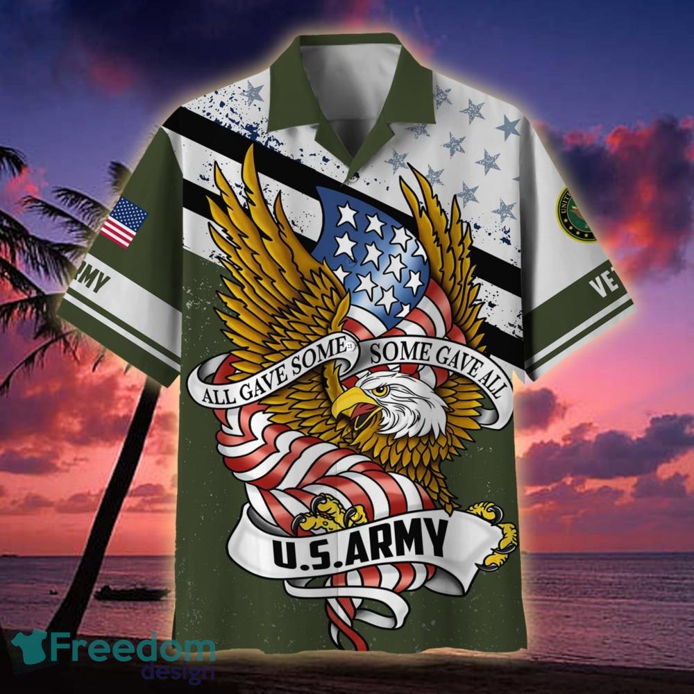 Excoolent American Eagle US Army Veteran Hawaiian Shirt Aloha Independence Day Gift Dad - Gift for Military Personnel