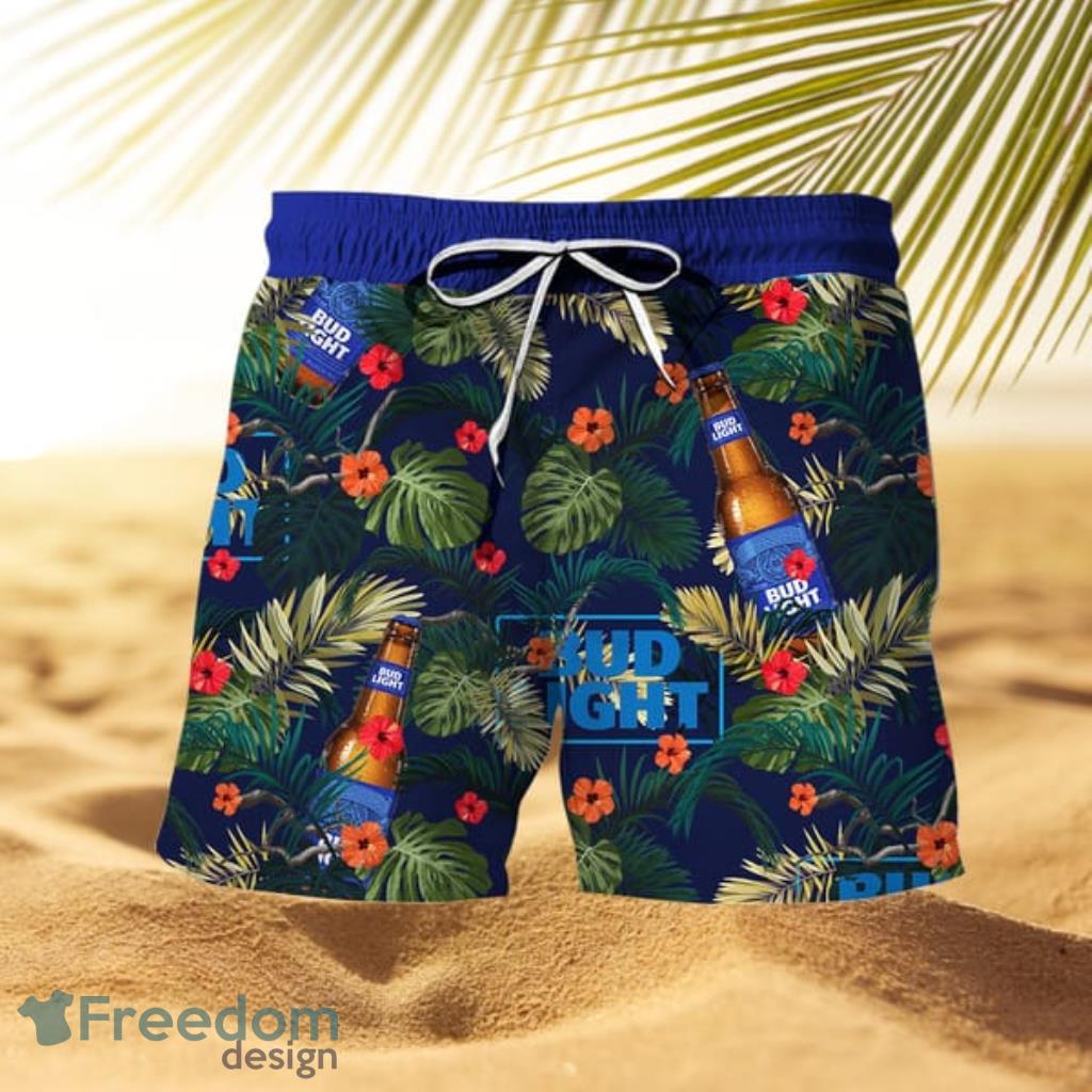 Aloha Summer Flowers Bud Light Beer Tropical Hawaiian Shorts Product Photo 1