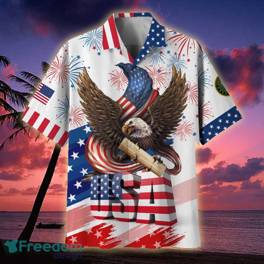 American Pride Eagle Personalized Name 3D Polo Shirt Gift for Dad