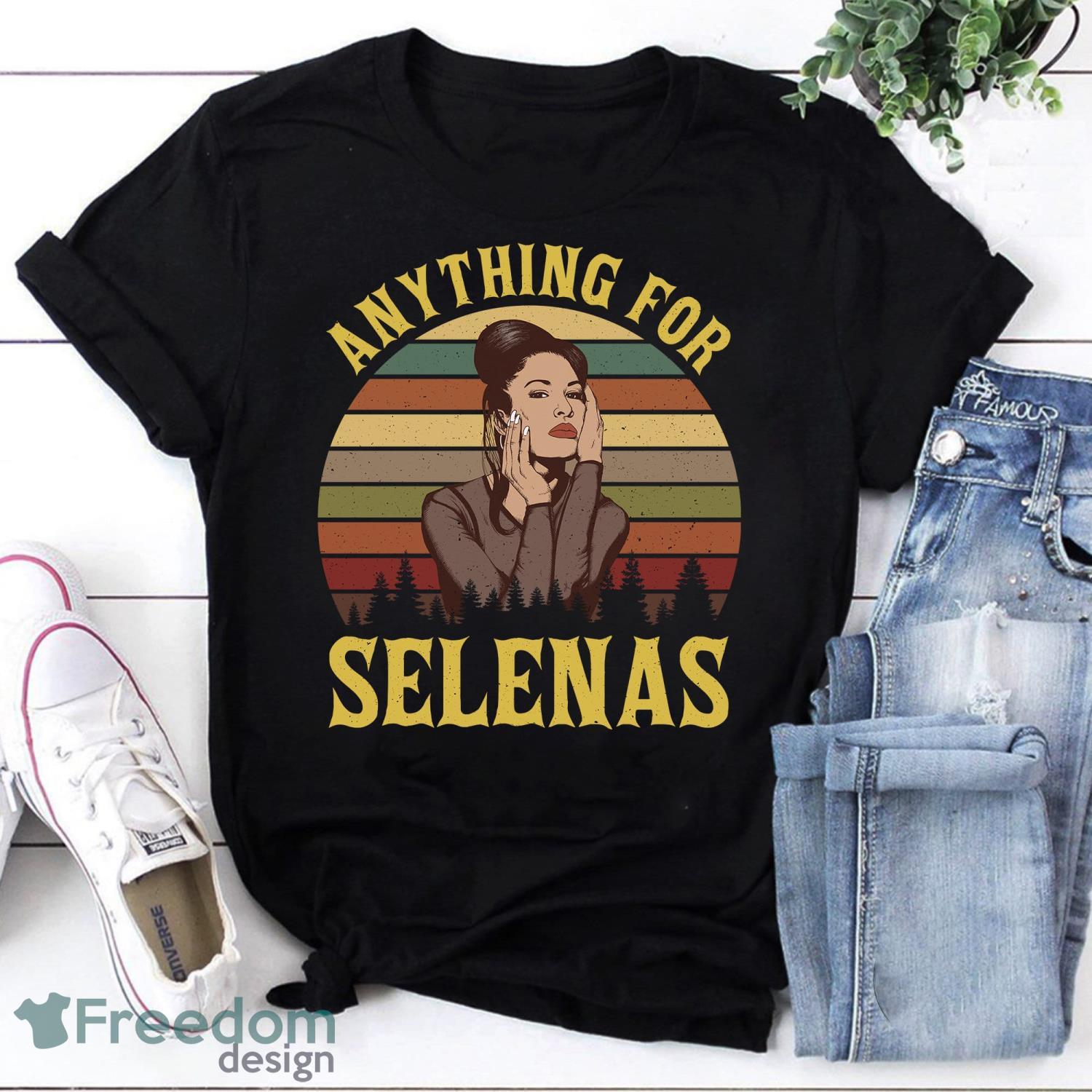 Anything For Selena T-shirt Como La Flor Selena Quintanilla La Reina Loteria Vintage T-Shirt Product Photo 1