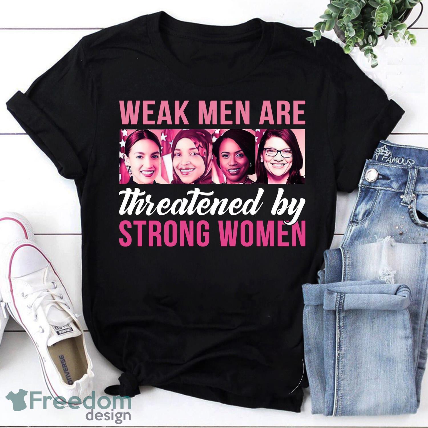 Aoc Squad Weak Men Threatened By Strong Women Feminist Vintage T-Shirt Product Photo 1