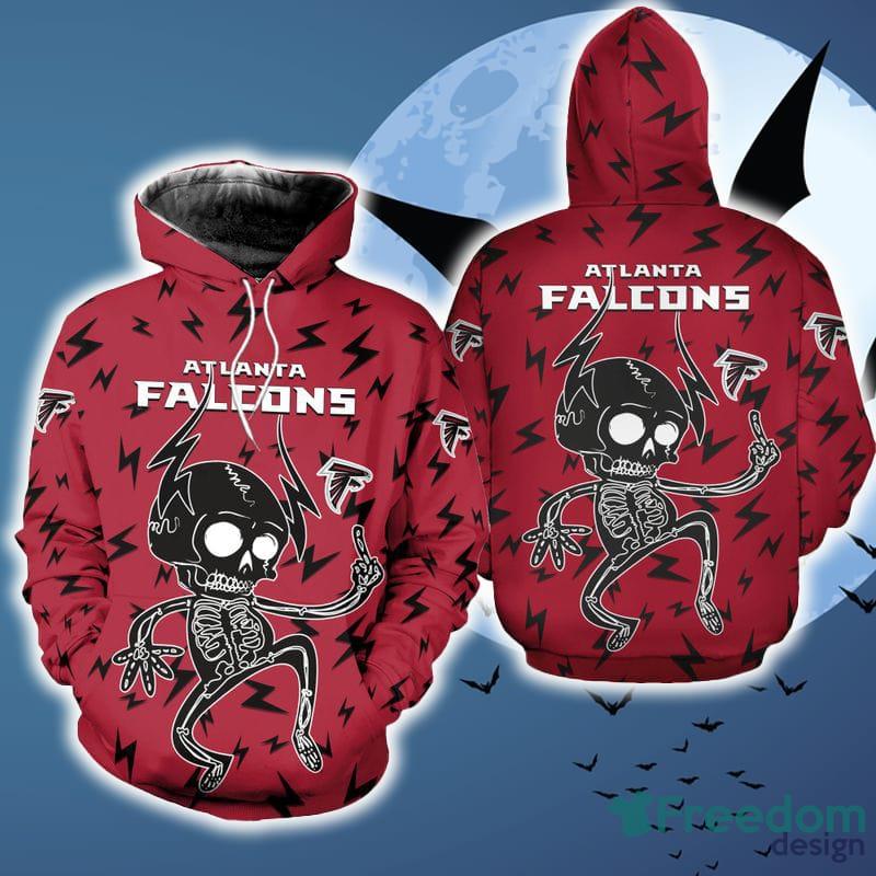 Atlanta Falcons Electric Shock Cute Skeleton Red Color Halloween Skull  Hoodie AOP For Men And Women Gift Fans - Freedomdesign