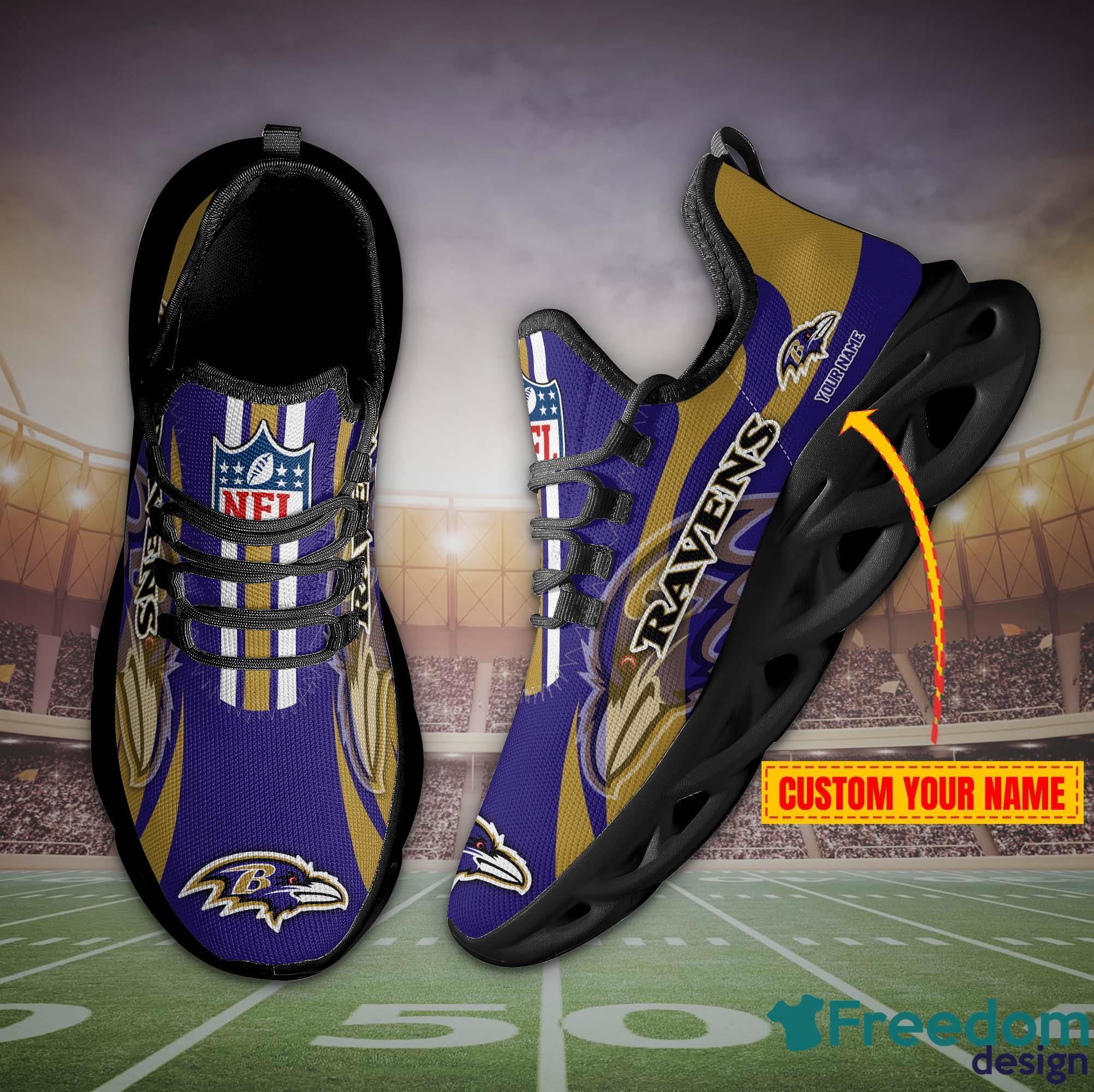 NFL Baltimore Ravens Custom Name Purple Black Max Soul Shoes Gift For Fans  Sport - Freedomdesign