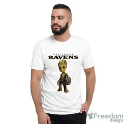 Baltimore Ravens NFL Football Groot Marvel Guardians Of The Galaxy T Shirt - Short Sleeve T-Shirt