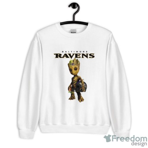 Baltimore Ravens NFL Football Groot Marvel Guardians Of The Galaxy T Shirt - Unisex Crewneck Sweatshirt