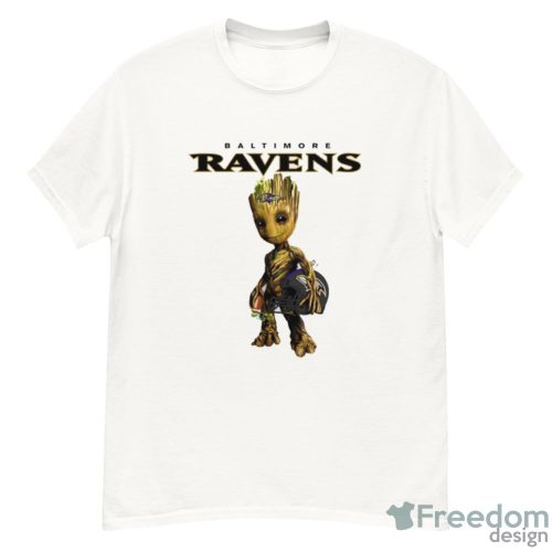 Baltimore Ravens NFL Football Groot Marvel Guardians Of The Galaxy T Shirt - G500 Men’s Classic T-Shirt