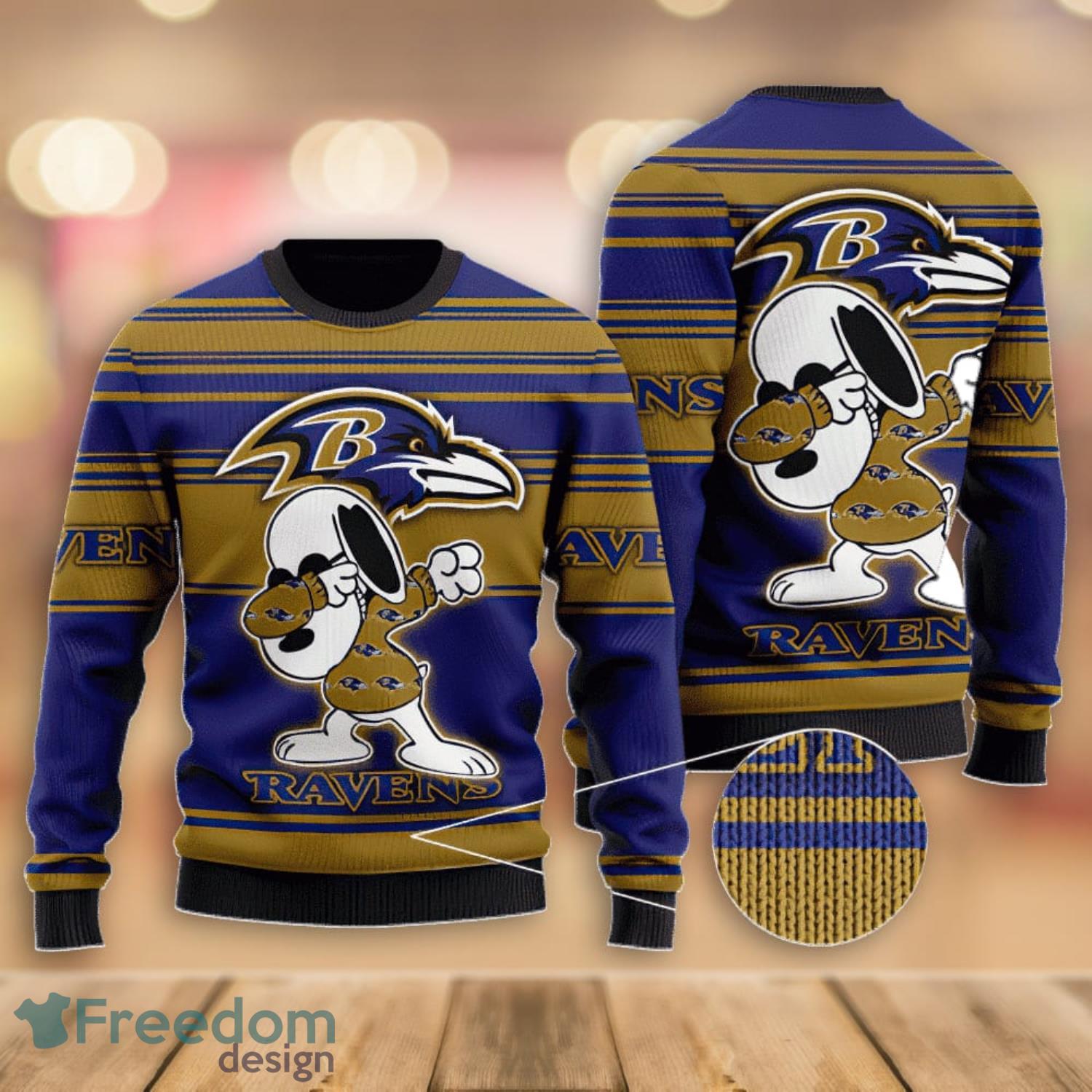 Baltimore Ravens Snoopy Dabbing Ugly Christmas Sweater Custom Sweatshirt Apparel - OwlOhh