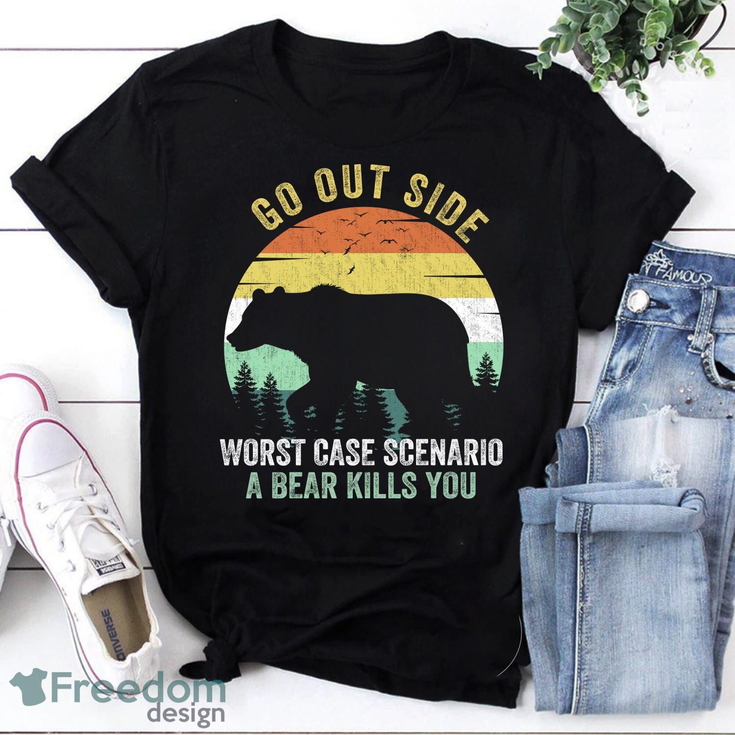 Bear Go Outside Worst Case Scenario A Bear Kills You Vintage T-Shirt Product Photo 1