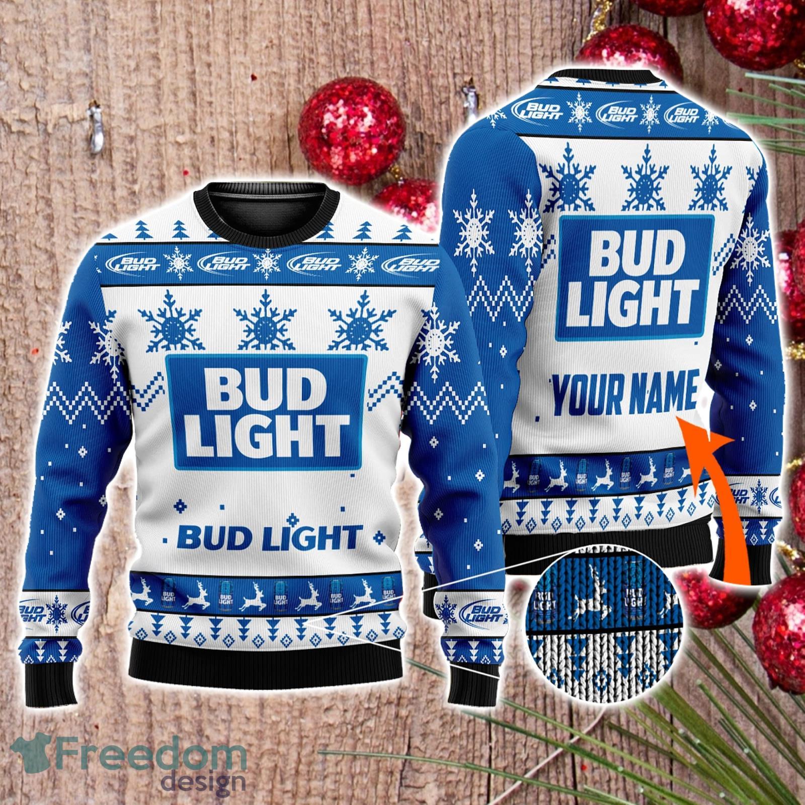 Beer Lover Personalized Name Bud Light Beer 3D All Over Printed Christmas Ugly Sweater Men And Women Gift Product Photo 1