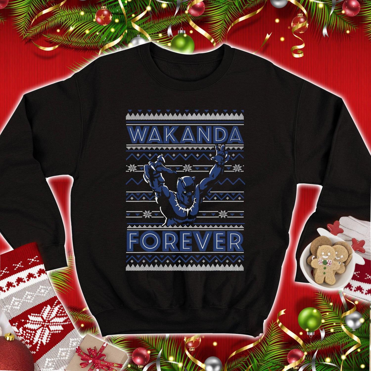 Black Panther Christmas Shirt Black Panther Black Panther Wakanda Forever Christmas Sweatshirt image Black Panther Christmas Shirt Black Panther Black Panther Wakanda Forever Christmas Sweatshirt Product Photo 1