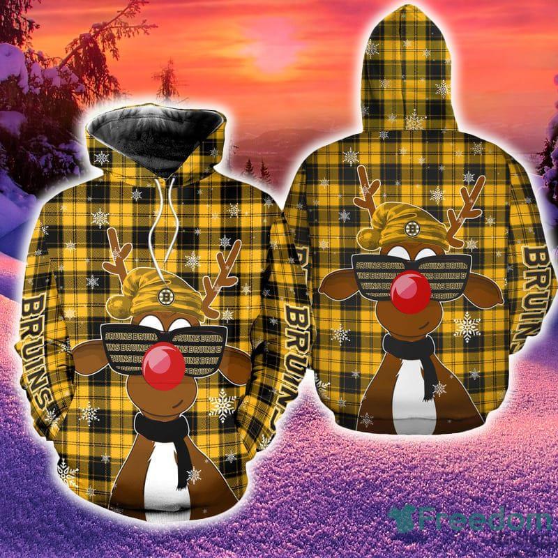 Boston Bruins Christmas Reindeer 3D Hoodie Zip Hoodie Print Holiday Gift  For Fans - Freedomdesign