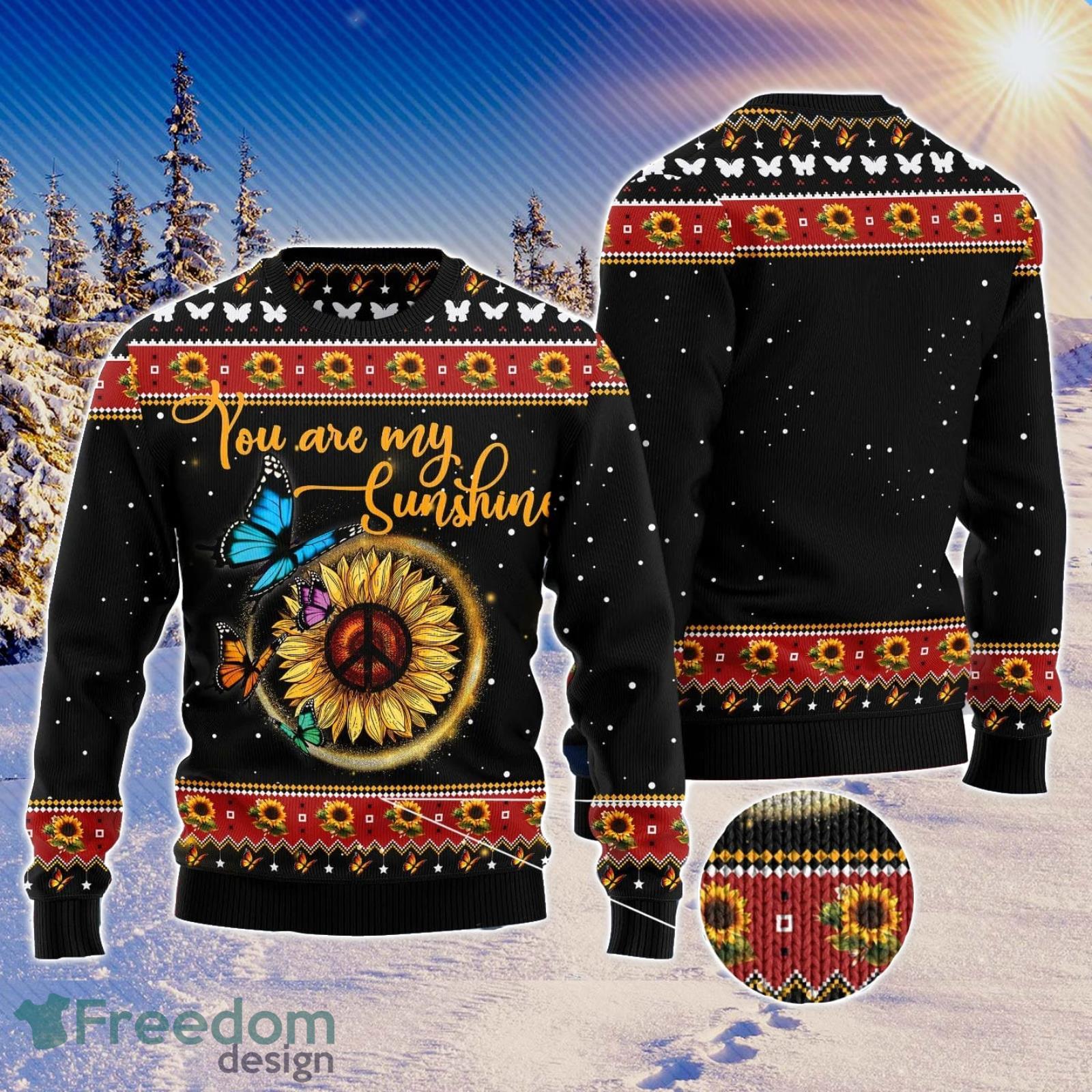 Butterfly You Are My Sunshine Ugly Christmas Sweater AOP All Over Printed Sweater Product Photo 1